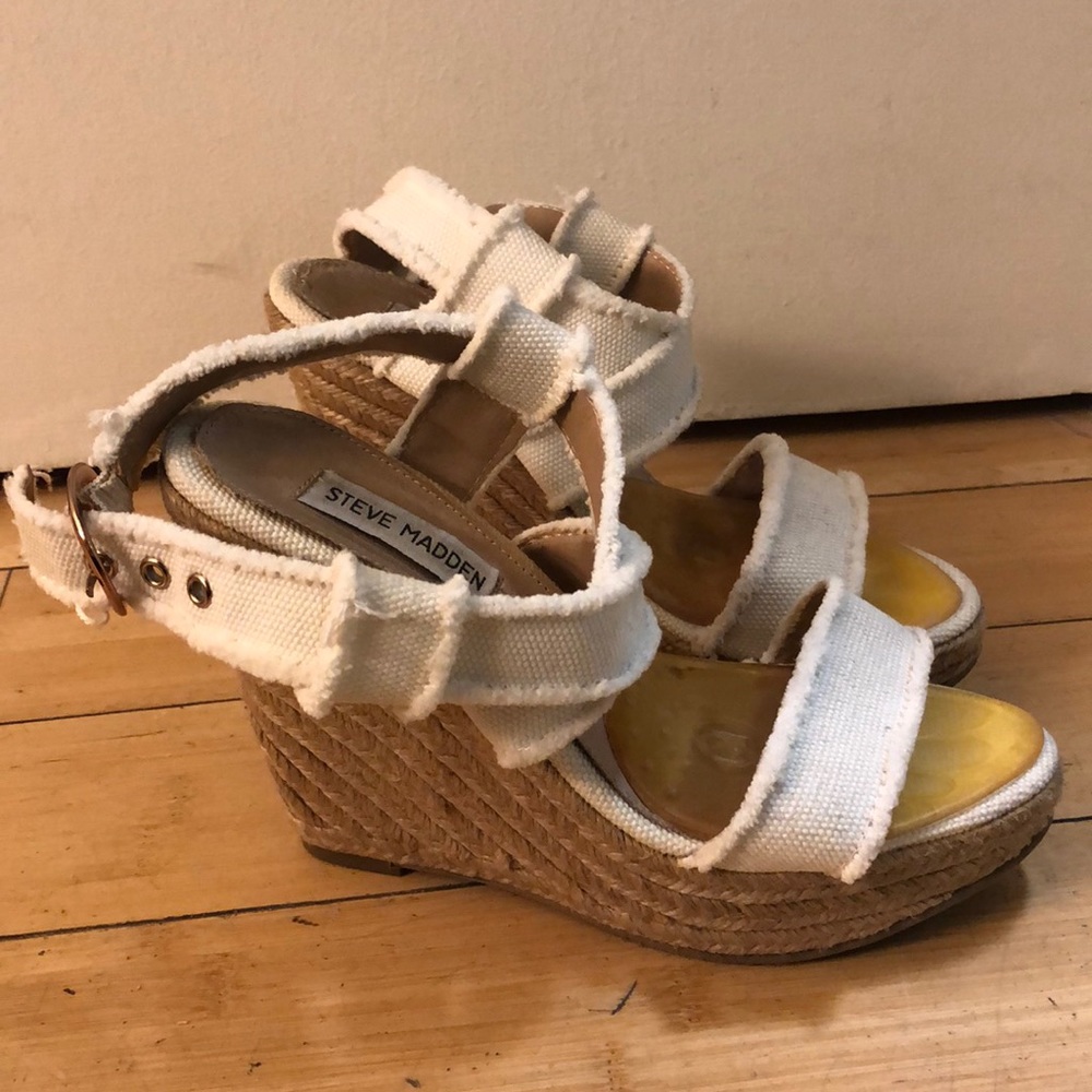 Steve Madden White Wedge Espadrilles